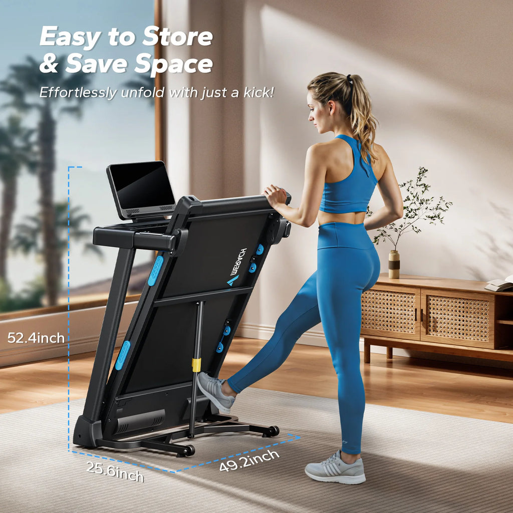 Foldable Treadmill with Incline Quiet Treadmills Double Deck Technology, Shock Cushion Heart Rate Monitoring.