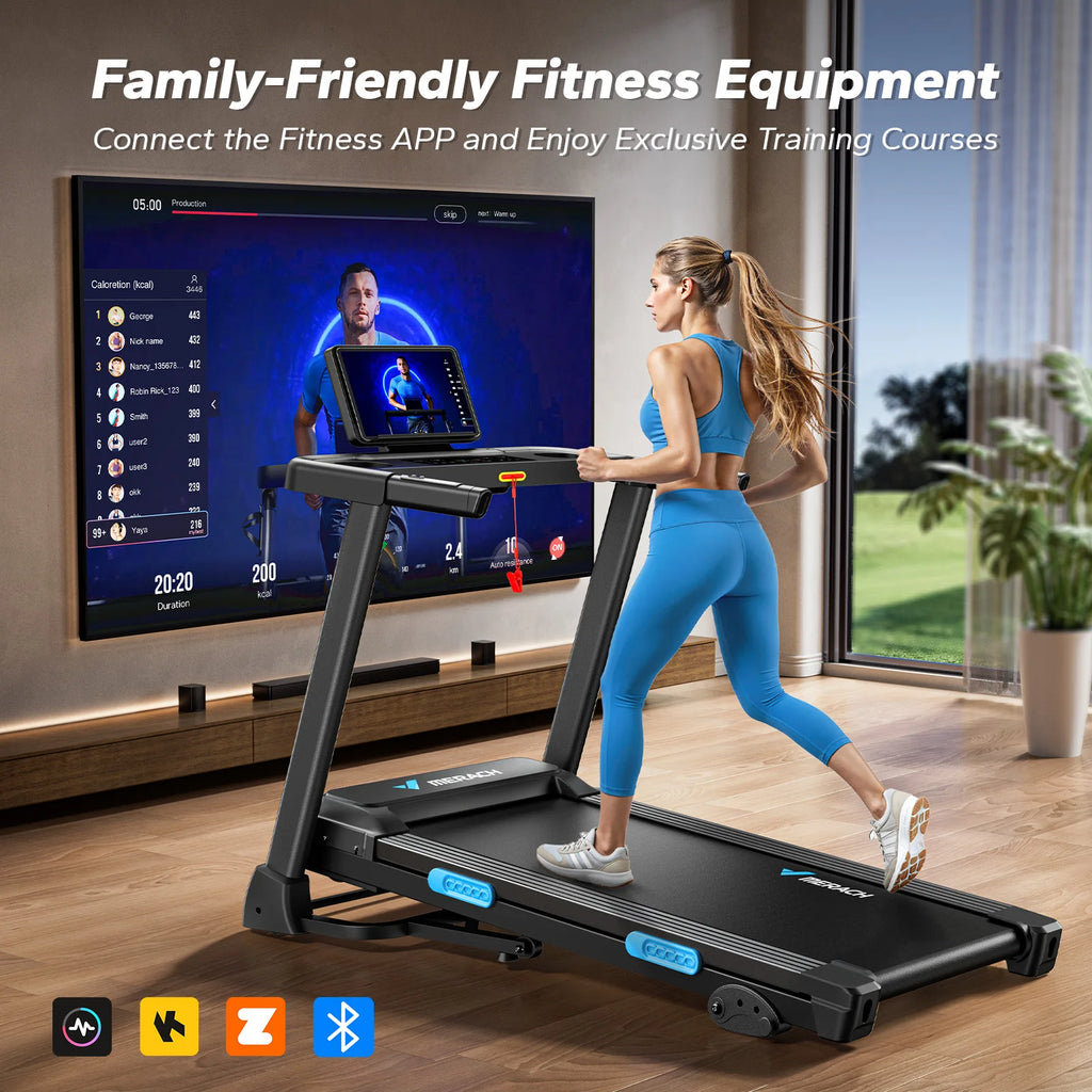 Foldable Treadmill with Incline Quiet Treadmills Double Deck Technology, Shock Cushion Heart Rate Monitoring.