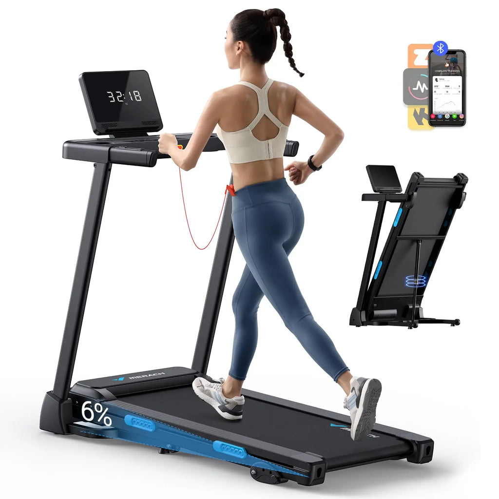 Foldable Treadmill with Incline Quiet Treadmills Double Deck Technology, Shock Cushion Heart Rate Monitoring.