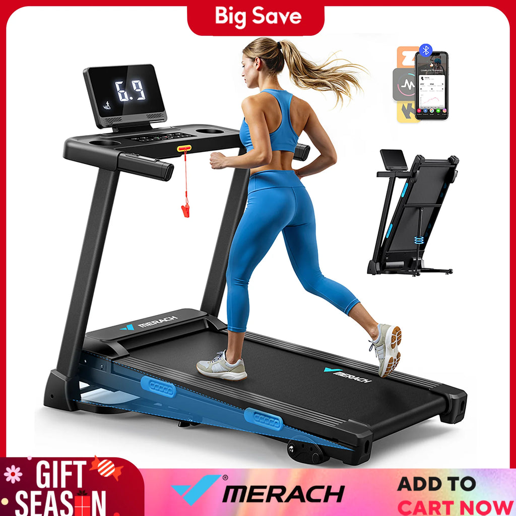 Foldable Treadmill with Incline Quiet Treadmills Double Deck Technology, Shock Cushion Heart Rate Monitoring.