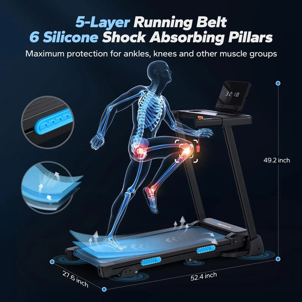 Foldable Treadmill with Incline Quiet Treadmills Double Deck Technology, Shock Cushion Heart Rate Monitoring.