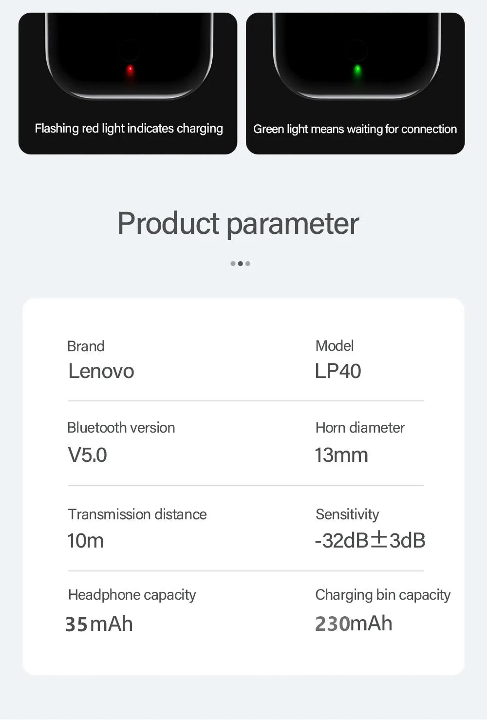 Lenovo LP40 wireless headphones  For Phone Android