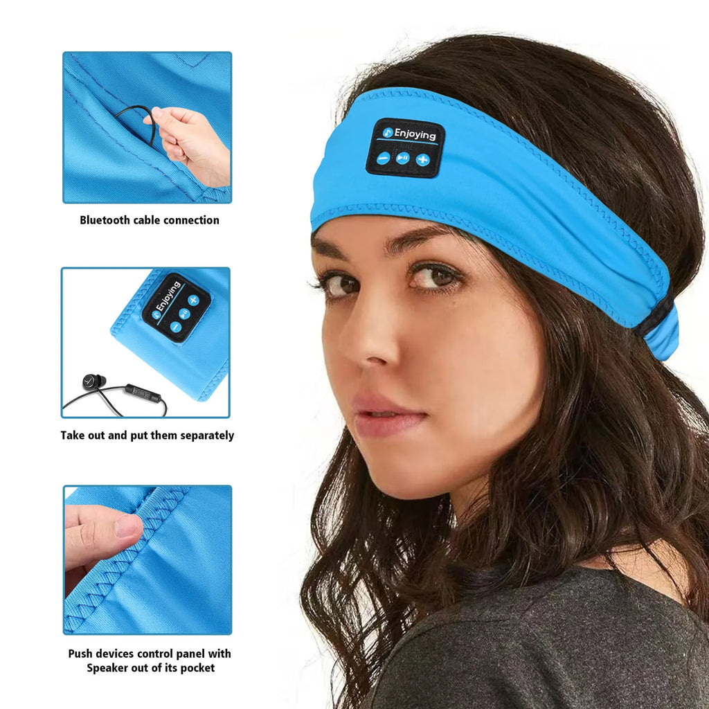 Bluetooth Earphones and  Sleeping HYE Headband Elastic Wireless Headphones Music Eye Mask Wireless Bluetooth Headset Headband