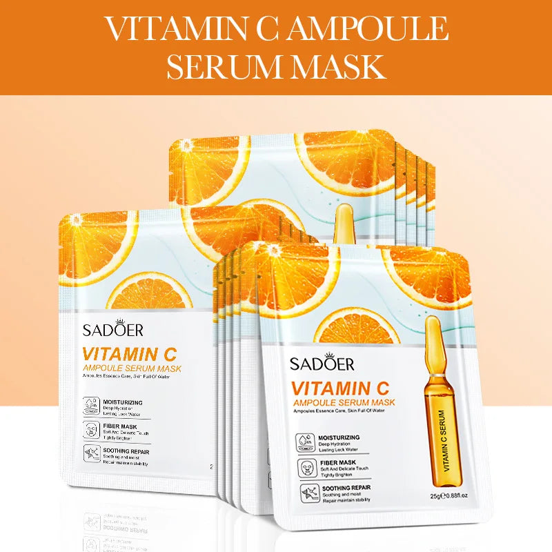 15pcs 24K Gold Vitamin C Hyaluronic Acid Facial Masks
