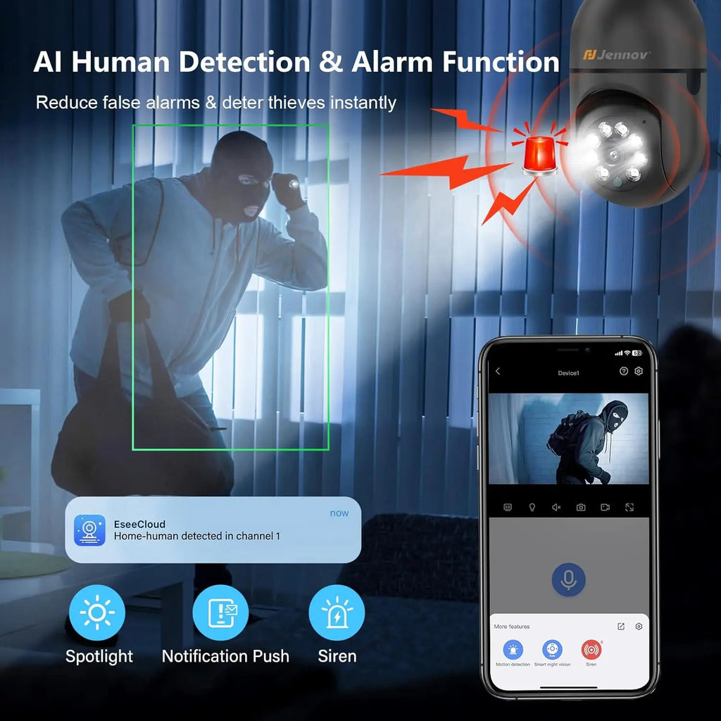 Light Bulb Security Camera, 360°