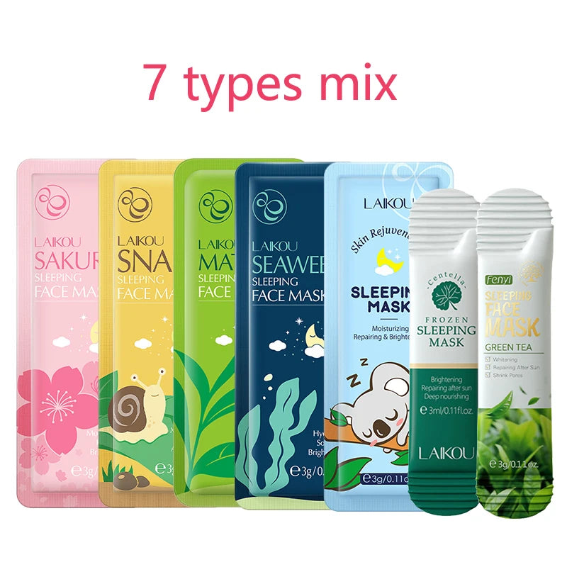 7pcs Moisturizing Facial Mask Hydrating Sleeping Face Sheet Masks Repairing