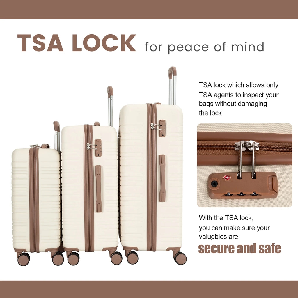 Luggage Sets 3-Piece Suitcases  Hard Case Luggage with TSA Lock