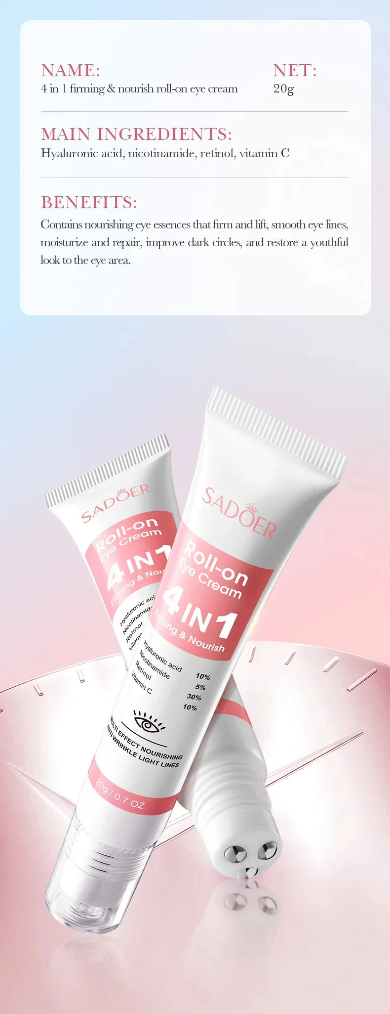 Women Instant Eye Bag Removal Cream with Collagen Anti-Wrinkle