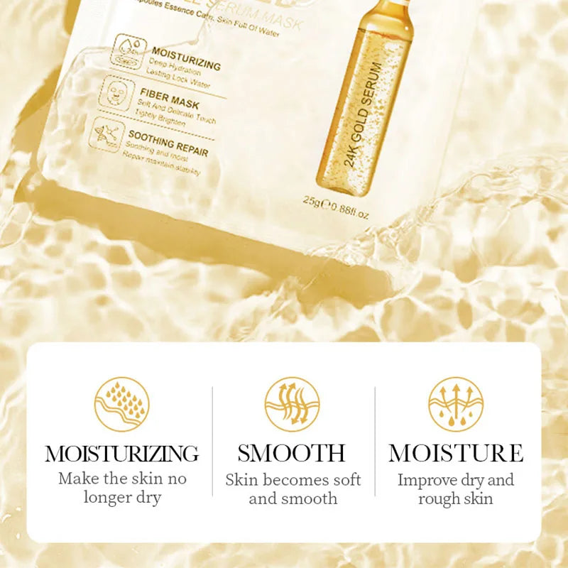 15pcs 24K Gold Vitamin C Hyaluronic Acid Facial Masks