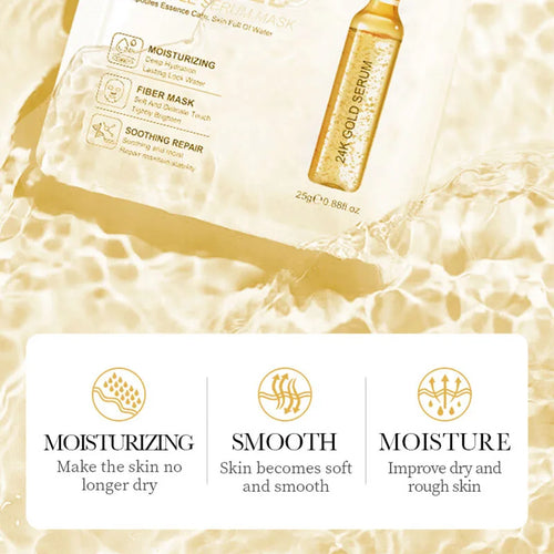 15pcs 24K Gold Vitamin C Hyaluronic Acid Facial Masks