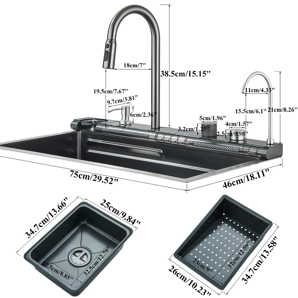 Stainless Steel Kitchen Waterfall Sink