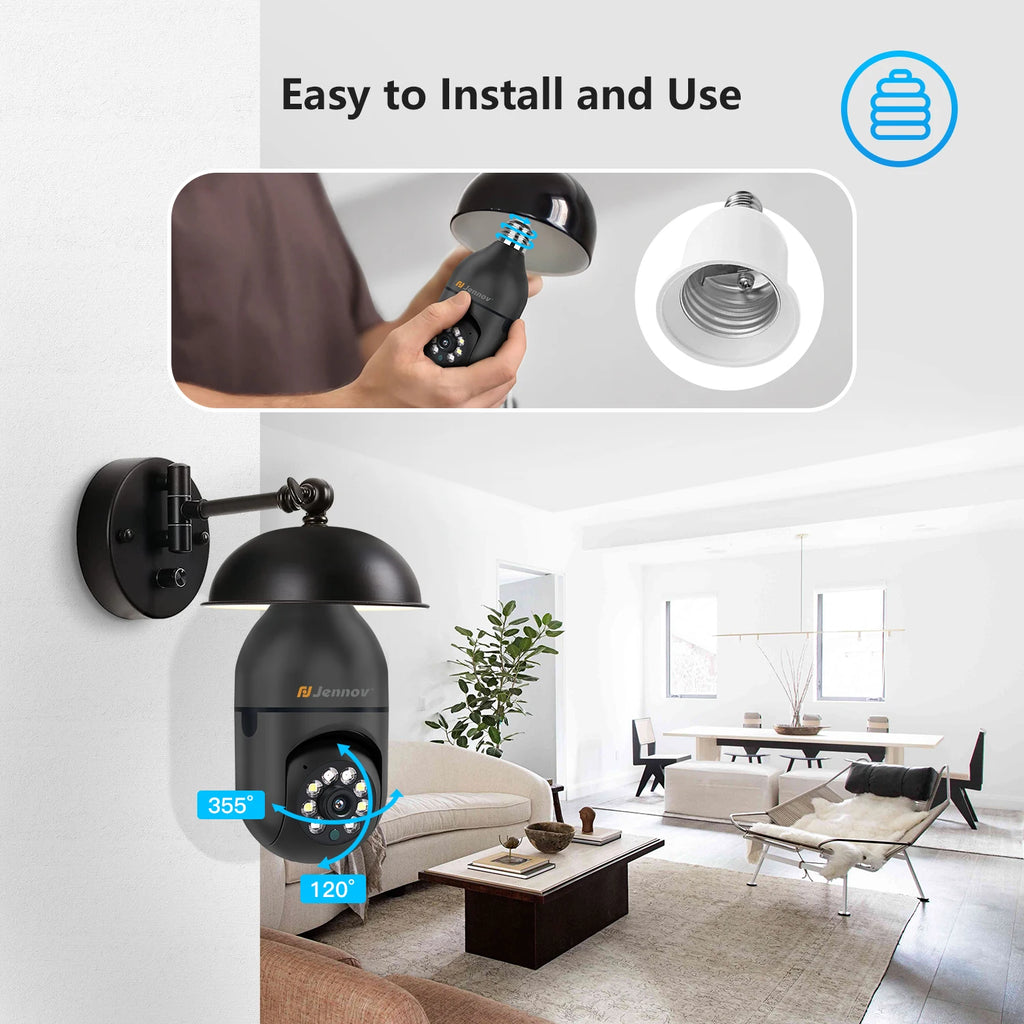 Light Bulb Security Camera, 360°