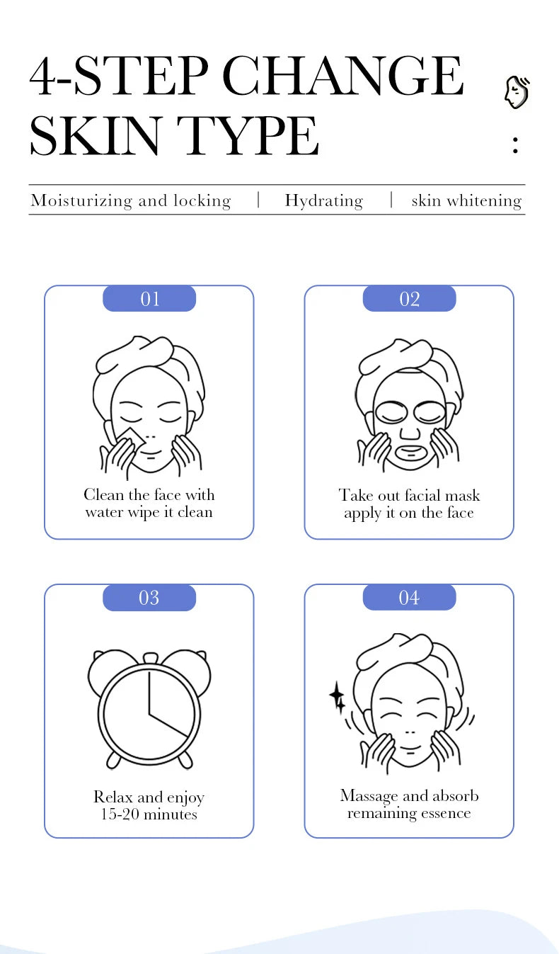 10pcs Hyaluronic Acid Facial Masks