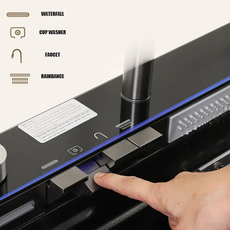 Kitchen Sink, Stainless Steel Waterfall Digital Display Faucet Set