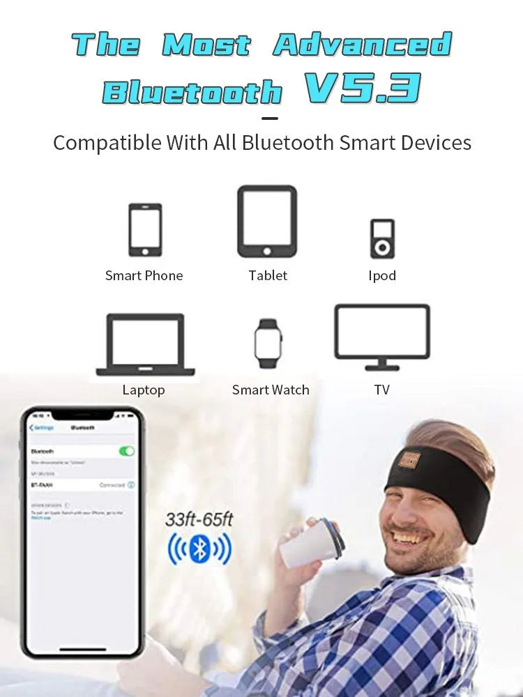 Bluetooth Earphones and  Sleeping HYE Headband Elastic Wireless Headphones Music Eye Mask Wireless Bluetooth Headset Headband