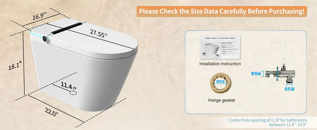 Heated seat, Smart Toilet with Tank