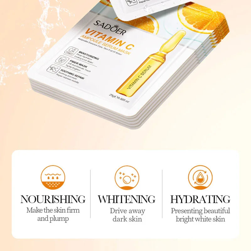 15pcs 24K Gold Vitamin C Hyaluronic Acid Facial Masks