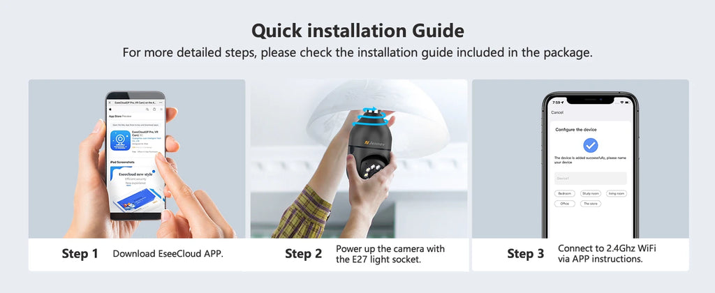 Light Bulb Security Camera, 360°