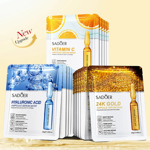 15pcs 24K Gold Vitamin C Hyaluronic Acid Facial Masks