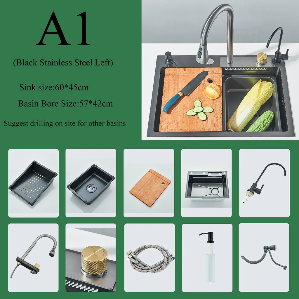 Stainless Steel Kitchen Waterfall Sink