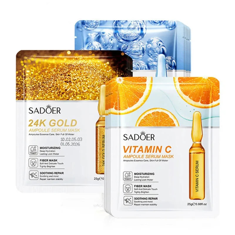 15pcs 24K Gold Vitamin C Hyaluronic Acid Facial Masks