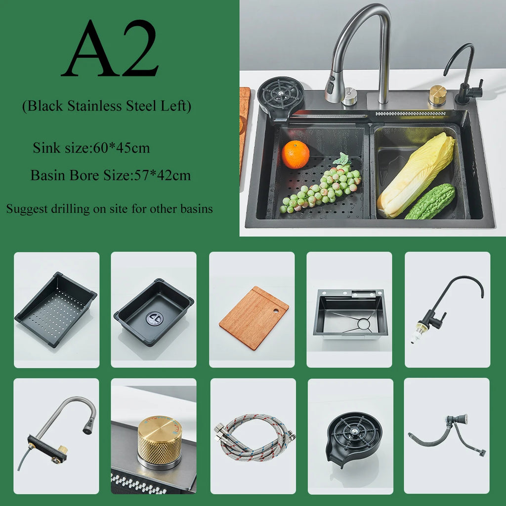 Stainless Steel Kitchen Waterfall Sink