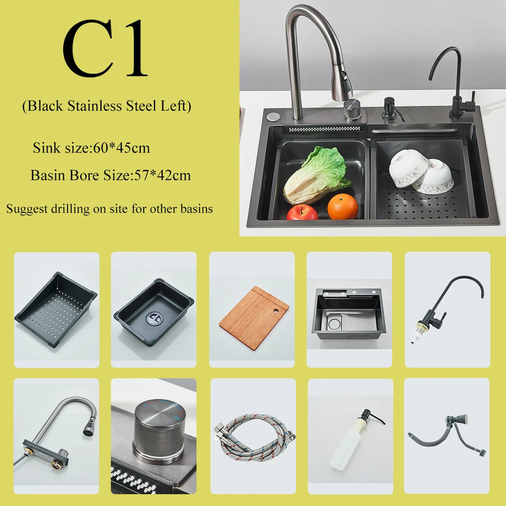 Stainless Steel Kitchen Waterfall Sink