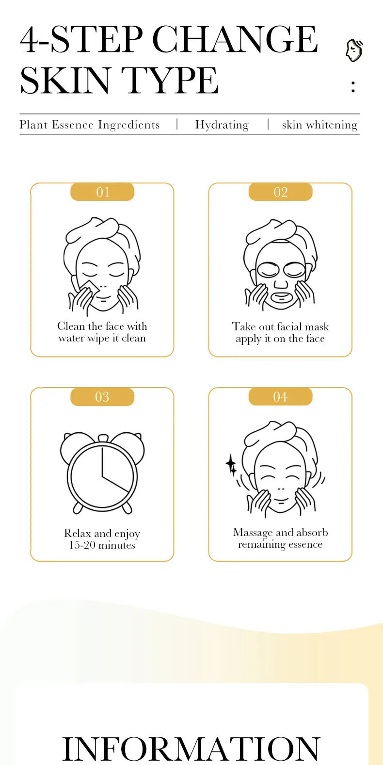 15pcs 24K Gold Vitamin C Hyaluronic Acid Facial Masks