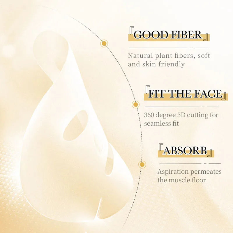 15pcs 24K Gold Vitamin C Hyaluronic Acid Facial Masks